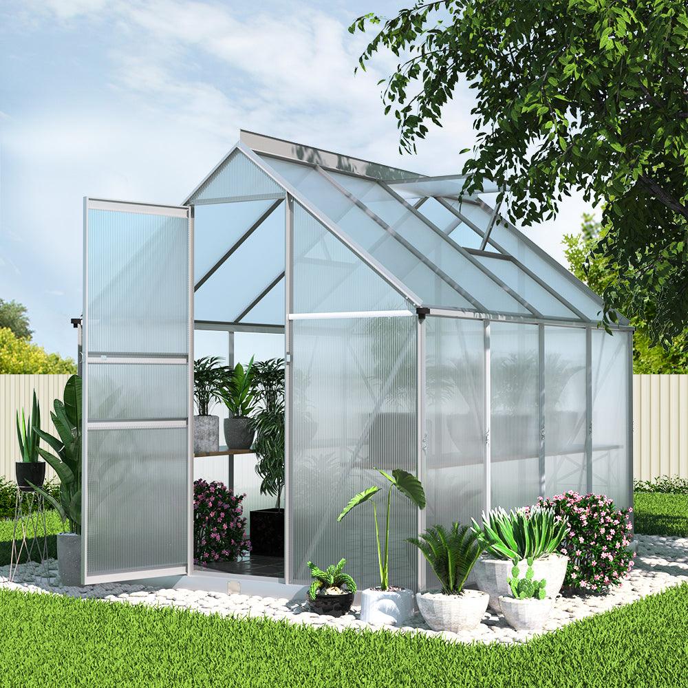 Greenfingers Greenhouse Aluminium Green House Polycarbonate Garden Shed 2.4x1.9M - Ozstylz