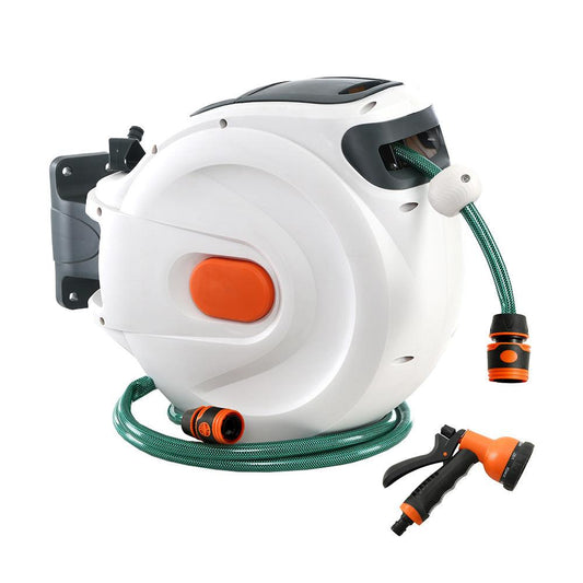 Greenfingers Retractable Hose Reel 30M Garden Water Spray Gun Auto Rewind - Ozstylz