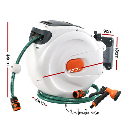 Greenfingers Retractable Hose Reel 30M Garden Water Spray Gun Auto Rewind - Ozstylz