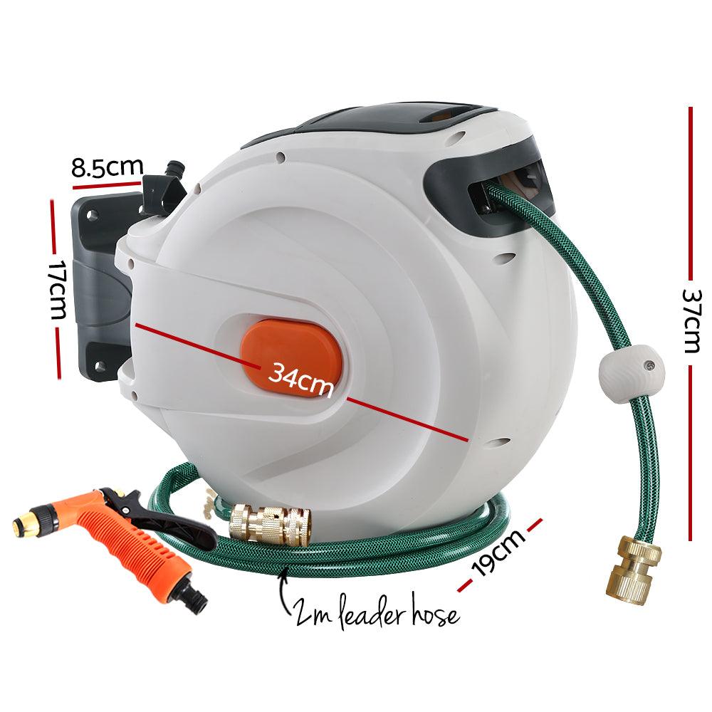 Greenfingers Water Hose Reel 20M Retractable Garden Brass Spray Gun Auto Rewind - Ozstylz