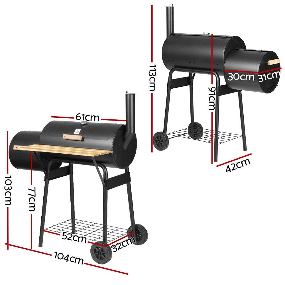 Grillz BBQ Grill 2-In-1 Offset Charcoal Smoker - Ozstylz