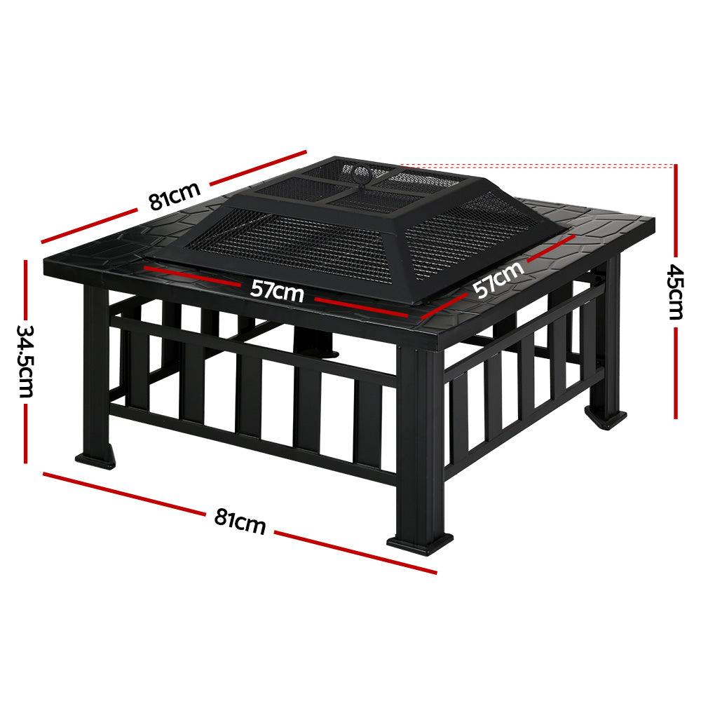 Grillz Fire Pit BBQ Grill 2-In-1 Table - Ozstylz