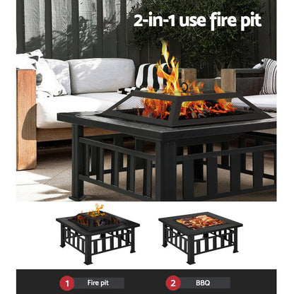 Grillz Fire Pit BBQ Grill 2-In-1 Table - Ozstylz