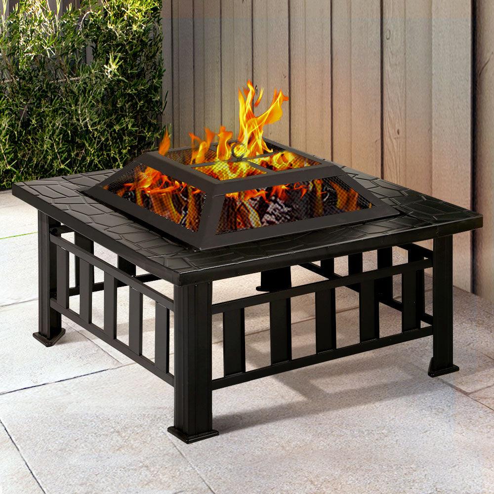 Grillz Fire Pit BBQ Grill 2-In-1 Table - Ozstylz