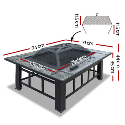 Grillz Fire Pit BBQ Grill Ice Bucket 3-In-1 Table - Ozstylz