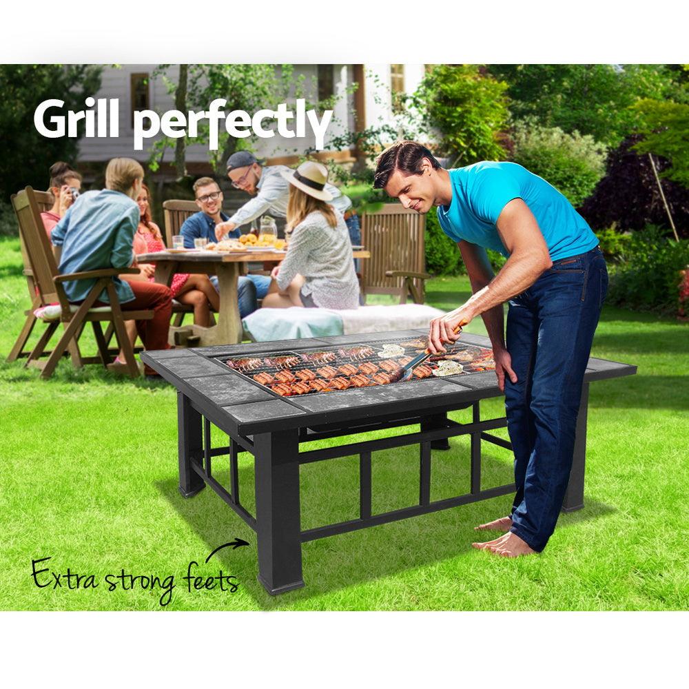 Grillz Fire Pit BBQ Grill Ice Bucket 3-In-1 Table - Ozstylz