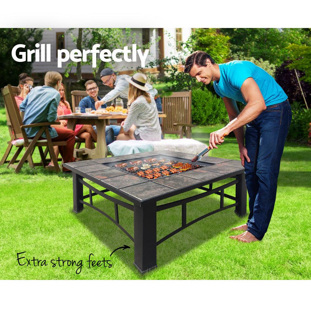 Grillz Fire Pit BBQ Grill Ice Bucket 4-In-1 Table - Ozstylz