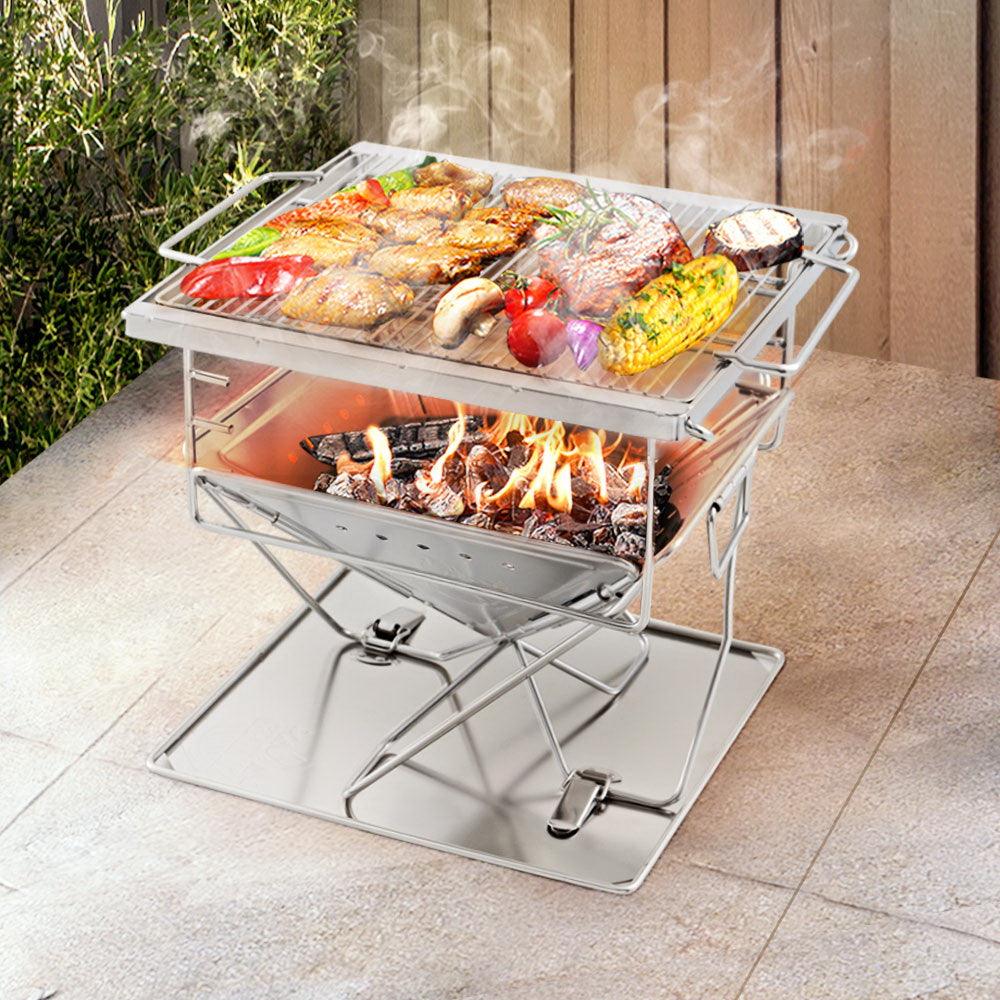 Grillz Fire Pit BBQ Grill with Carry Bag Camping - Ozstylz