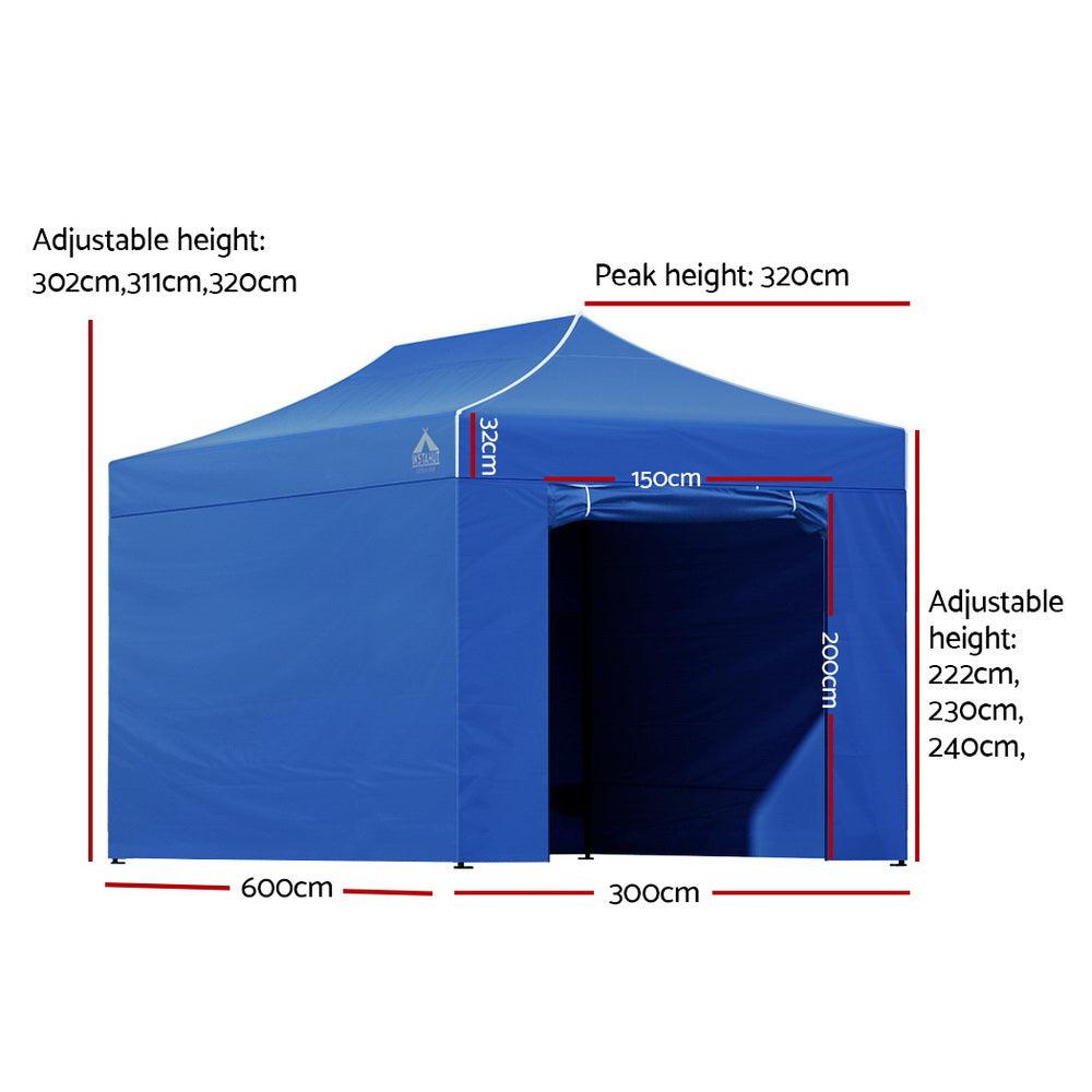 Instahut Gazebo 3x6 Pop Up Marquee Folding Tent Wedding Gazebos Camping Outdoor Shade Canopy Blue - Ozstylz