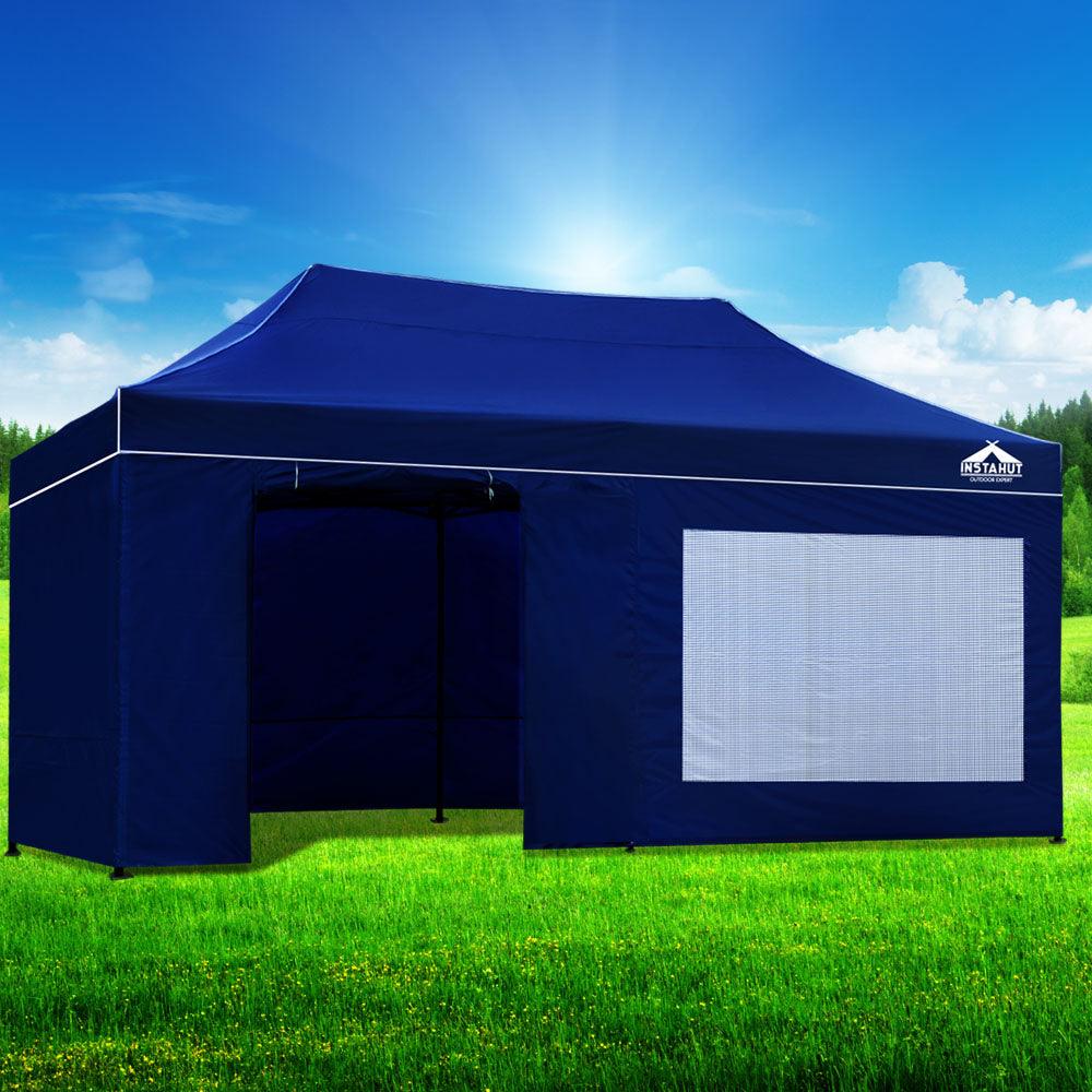 Instahut Gazebo 3x6 Pop Up Marquee Folding Tent Wedding Gazebos Camping Outdoor Shade Canopy Blue - Ozstylz