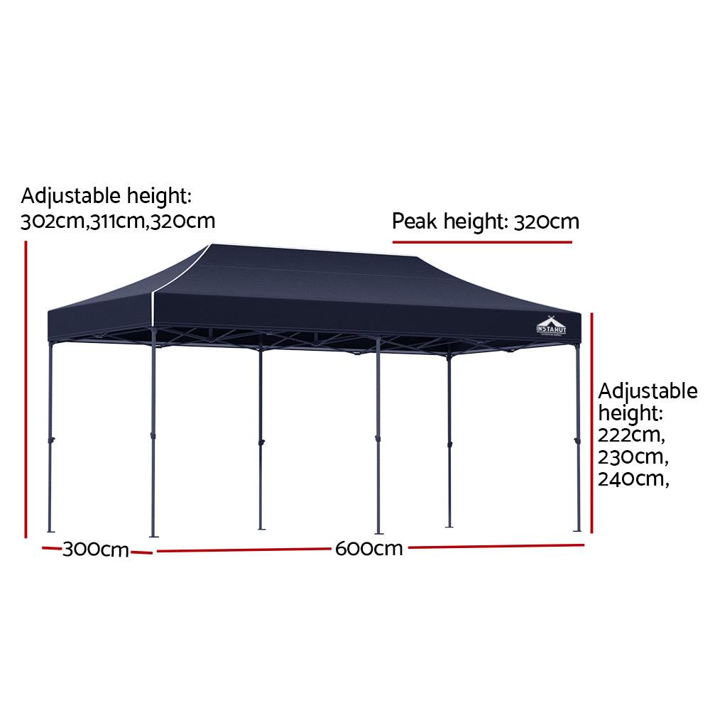 Instahut Gazebo Pop Up 3x6m w/Base Podx4 Marquee Folding Outdoor Wedding Camping Tent Shade Canopy Navy - Ozstylz