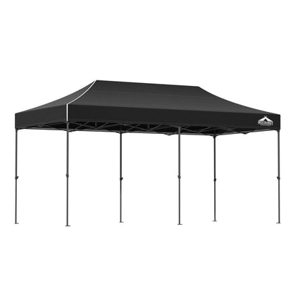 Instahut Gazebo Pop Up Marquee 3x6m Folding Tent Wedding Outdoor Camping Canopy Gazebos Shade Black - Ozstylz