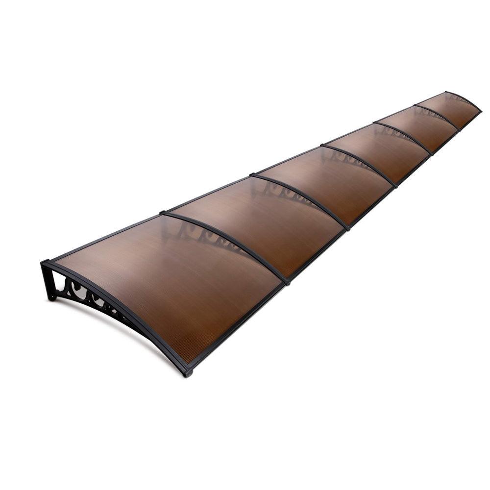 Instahut Window Door Awning 1mx6m Brown Hollow Sheet Plastic Frame - Ozstylz