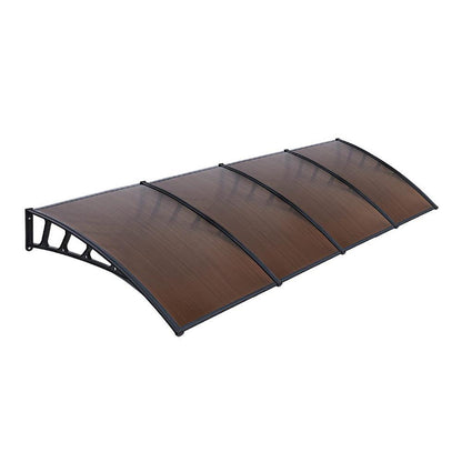 Instahut Window Door Awning Canopy 1.5mx4m Brown Sheet Black Plastic Frame - Ozstylz