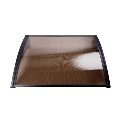 Instahut Window Door Awning Canopy 1.5mx4m Brown Sheet Black Plastic Frame - Ozstylz