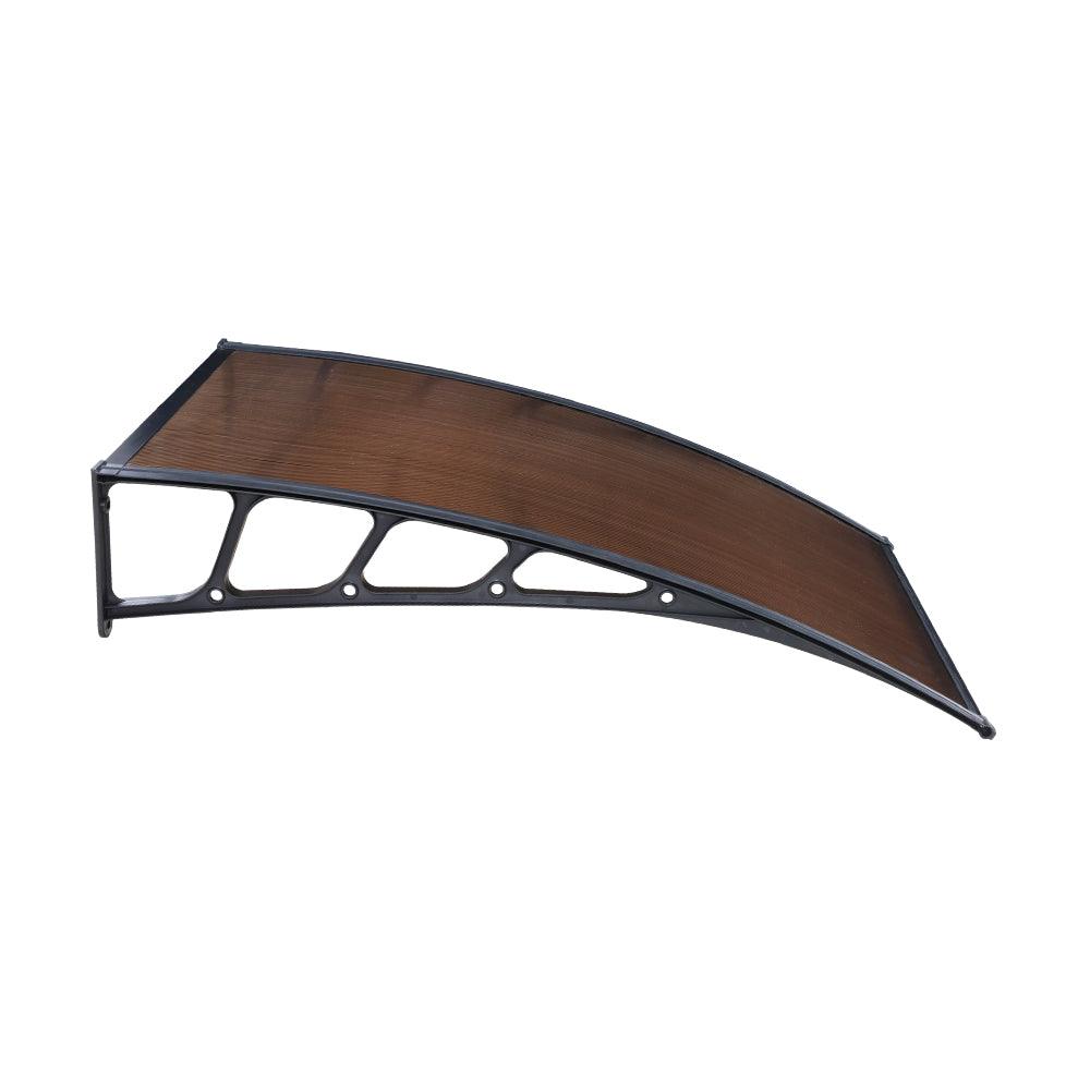 Instahut Window Door Awning Canopy 1.5mx4m Brown Sheet Black Plastic Frame - Ozstylz