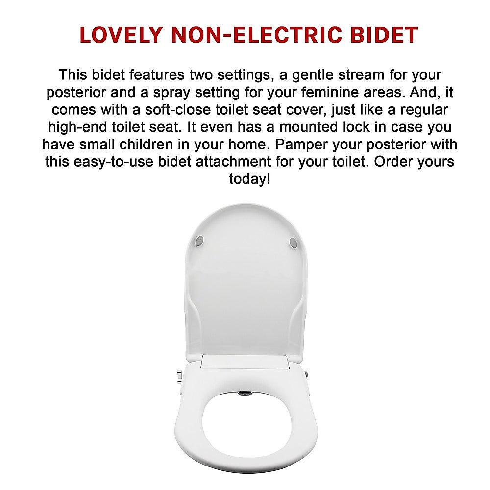 Non Electric Bidet Toilet Seat W/ Cover Bathroom Spray Water Wash - Ozstylz