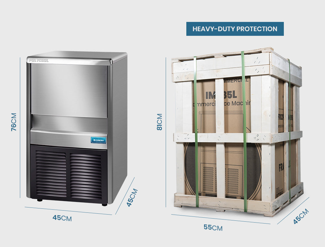 POLYCOOL Commercial Automatic Ice Cube Maker, Free Standing Stainless Steel Ice Machine, 410 Grade - Ozstylz