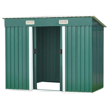 Wallaroo 4ft x 8ft Garden Shed Flat Roof Outdoor Storage - Green - Ozstylz