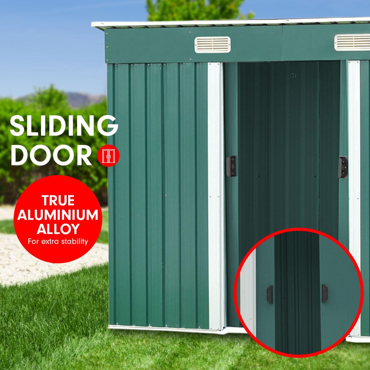 Wallaroo 4ft x 8ft Garden Shed Flat Roof Outdoor Storage - Green - Ozstylz