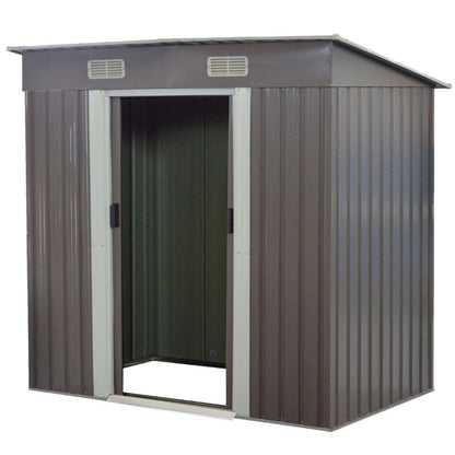 Wallaroo 4ft x 8ft Garden Shed Flat Roof Outdoor Storage - Grey - Ozstylz