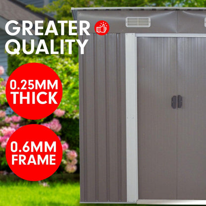 Wallaroo 4ft x 8ft Garden Shed Flat Roof Outdoor Storage - Grey - Ozstylz