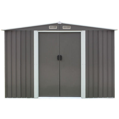 Wallaroo Garden Shed Spire Roof 6ft x 8ft Outdoor Storage Shelter - Grey - Ozstylz