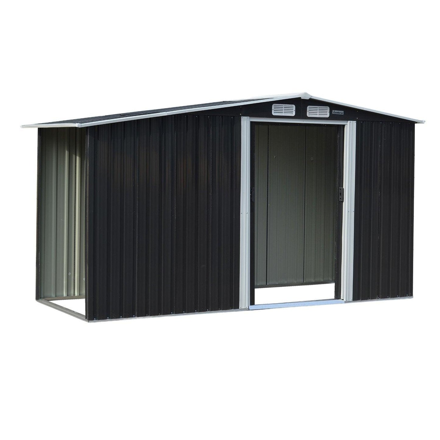 Wallaroo Garden Shed with Semi-Close Storage 4*8FT - Black - Ozstylz