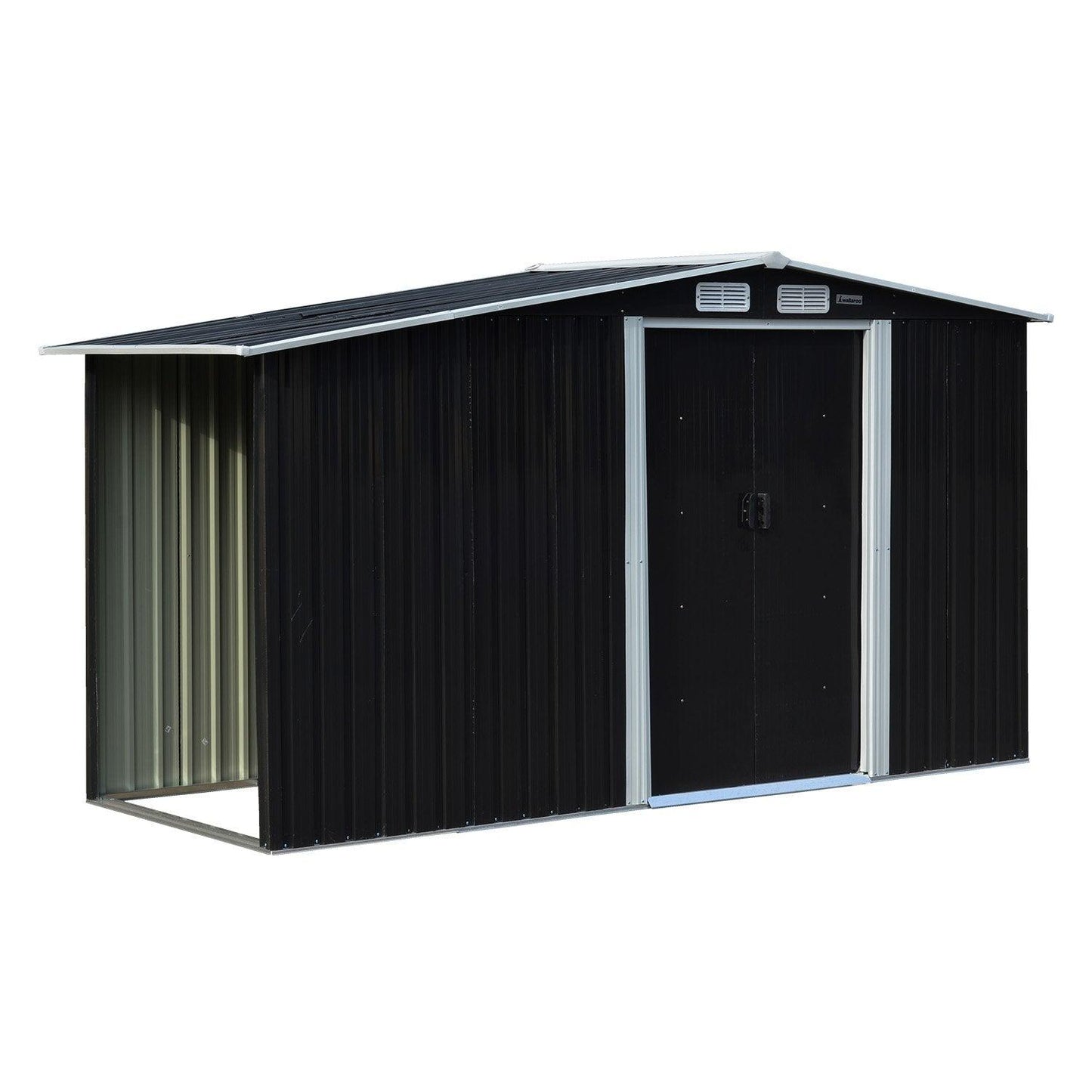 Wallaroo Garden Shed with Semi-Close Storage 4*8FT - Black - Ozstylz