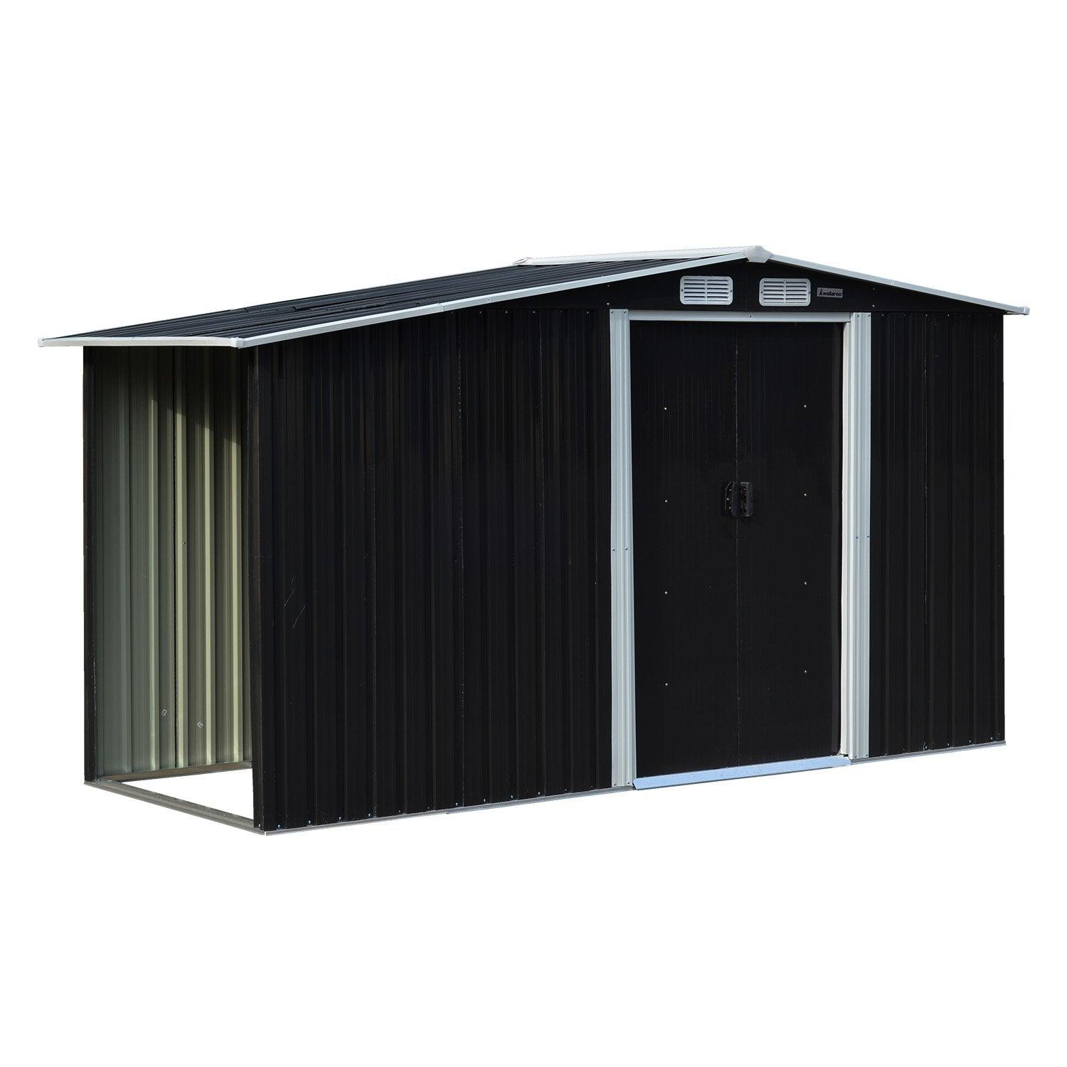 Wallaroo Garden Shed with Semi-Close Storage 4*8FT - Black - Ozstylz