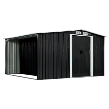 Wallaroo Garden Shed with Semi-Close Storage 6*8FT - Black - Ozstylz