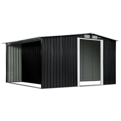 Wallaroo Garden Shed with Semi-Closed Storage 10*8FT - Black - Ozstylz