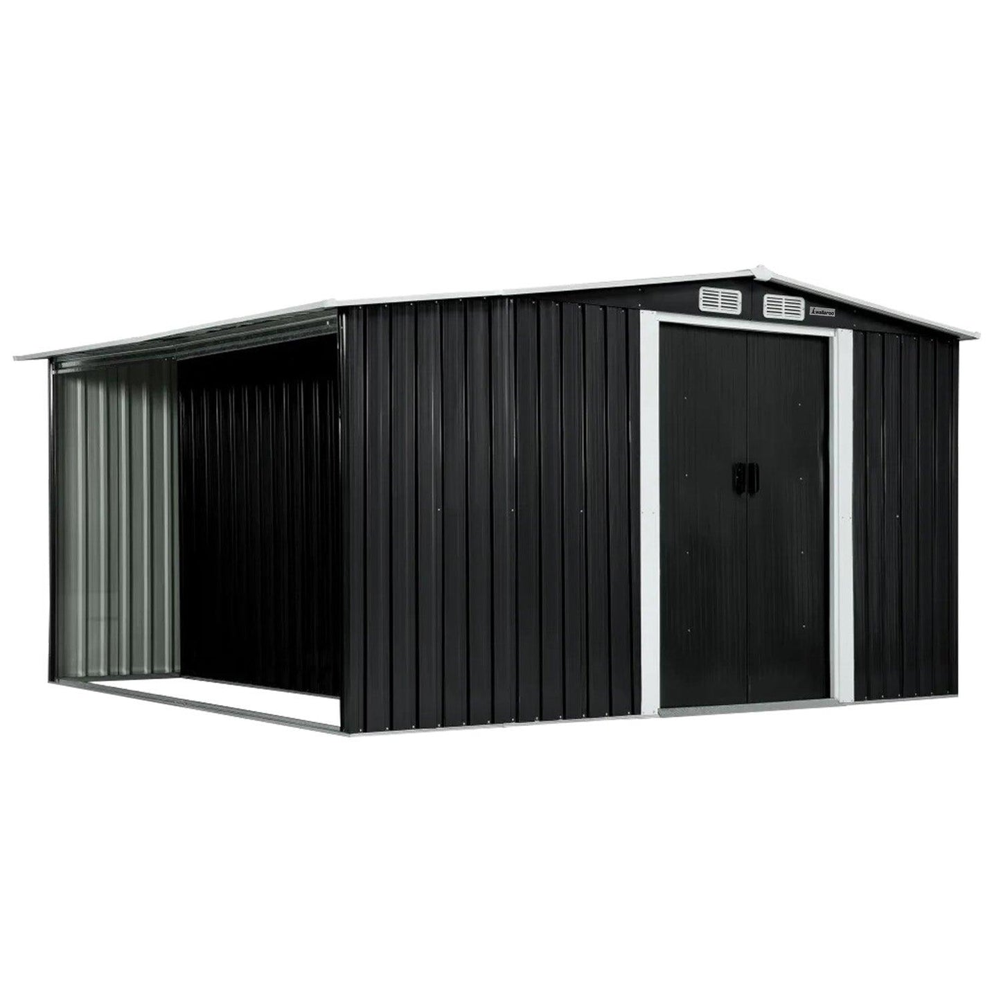 Wallaroo Garden Shed with Semi-Closed Storage 8*8FT - Black - Ozstylz